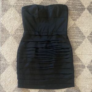 Express Black Strapless Pleated Bodycon Dress